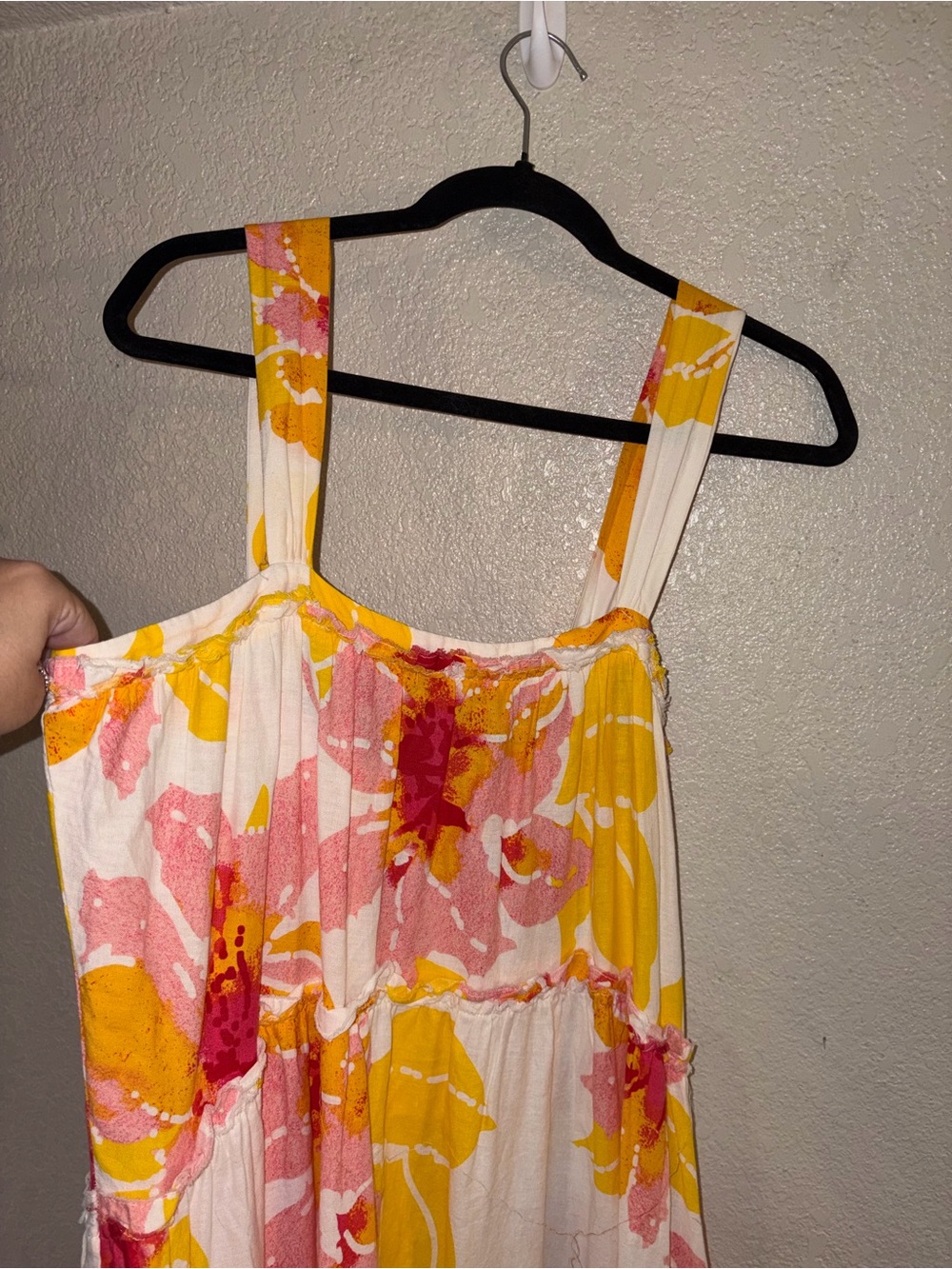 🤍💐EUC Free People “Moonshine Midi Dress” White🤍Pink💗Yellow💛Floral💐Sz Medium - Picture 10 of 15